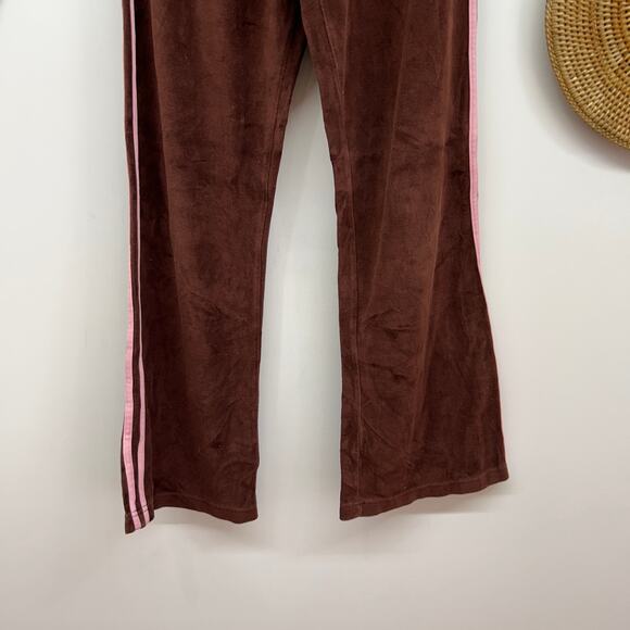 Vintage Y2K 2000s RAVE Brown Pink Velvet Track Sweats Sweat Pants Small - Picture 5 of 8